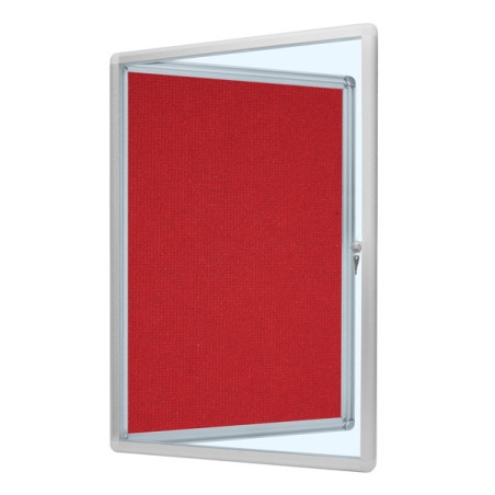 GO-TC 80x120cm Tekstylna Czerwona Gablota ogłoszeniowa jednodrzwiowa