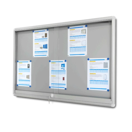 GCS-H 140x80x3cm Mag. Biała Gablota ogłoszeniowa drzwi przesuwne, szkło hartowane