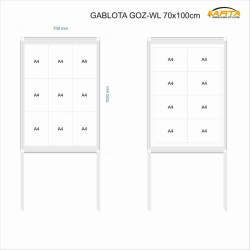 GOZ-WL-CZ 70x100x200+50cm rama czarna Gablota stojąca jednodrzwiowa