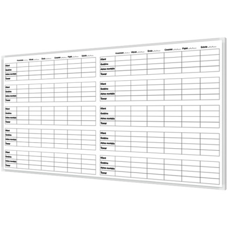Planer tygodniowy montażu 150x100cm magnetyczny-suchościeralny
