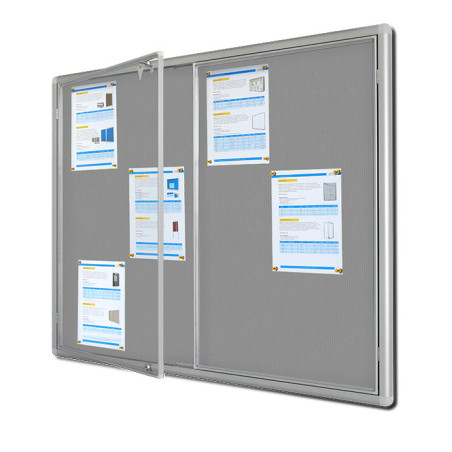 GCD-TS 100x70x3cm Tekstylna Szara Gablota dwudrzwiowa otwierana