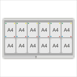 GCS-HMB 140x80x3cm Mag. Biała Gablota ogłoszeniowa drzwi przesuwne, szkło hartowane