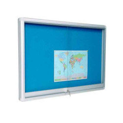 GALtnh 200x100cm Tekstylna Niebieska  Gablota ogłoszeniowa drzwi przsuwane szkło hartowane