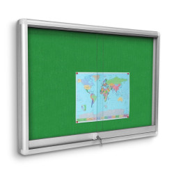 GALtzh 120x80cm Tekstylna Zielona  Gablota ogłoszeniowa drzwi przsuwane szkło hartowane