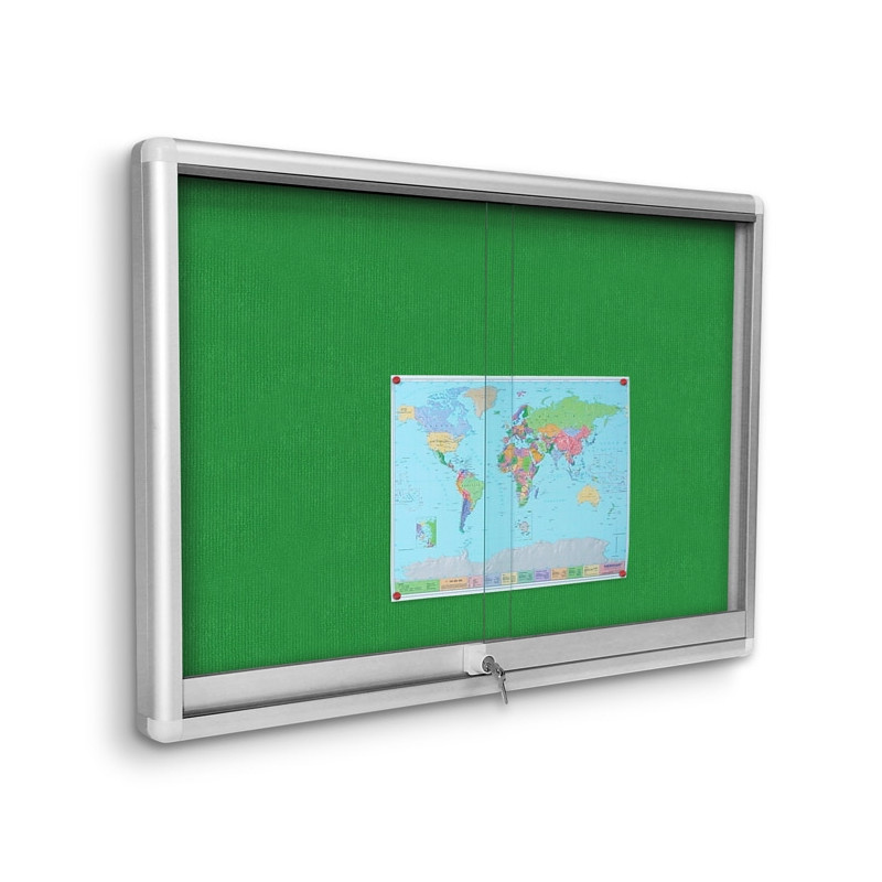 GALtzh 120x100cm Tekstylna Zielona  Gablota ogłoszeniowa drzwi przsuwane szkło hartowane